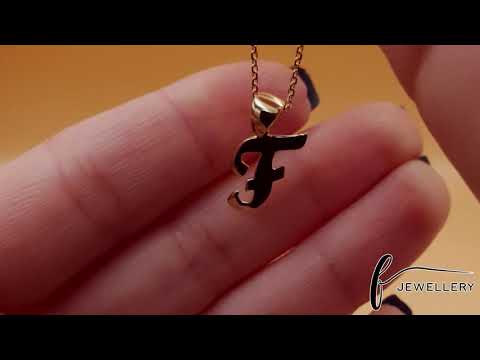 9ct Gold Initial Pendant Letter F - 18mm - FJewellery