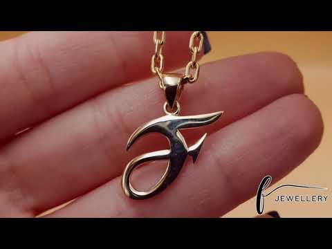 9ct Gold Initial Pendant Letter F - 25mm - FJewellery