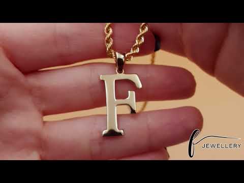 9ct Gold Initial Pendant Letter F - 33mm - FJewellery