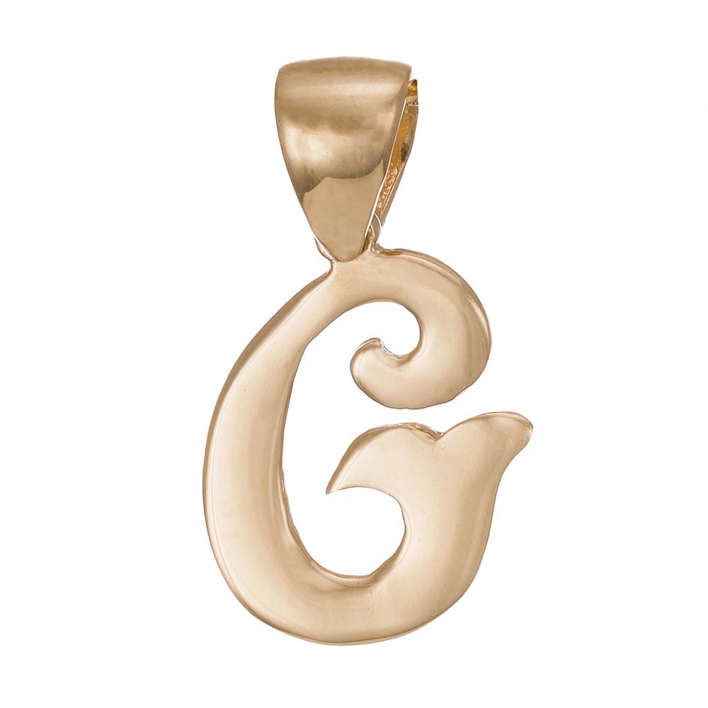 9ct Gold Initial Pendant Letter G - 17mm - FJewellery