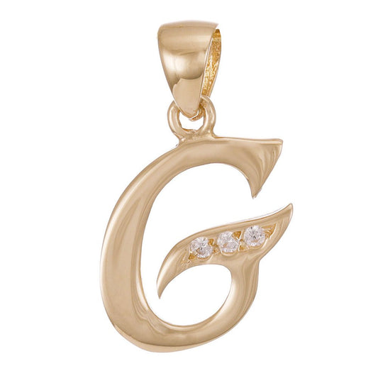 9ct Gold Initial Pendant Letter G - 23mm - FJewellery