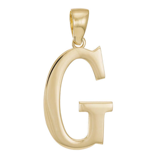 9ct Gold Initial Pendant Letter G - 33mm - FJewellery