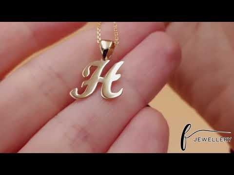 9ct Gold Initial Pendant Letter H - 18mm - FJewellery