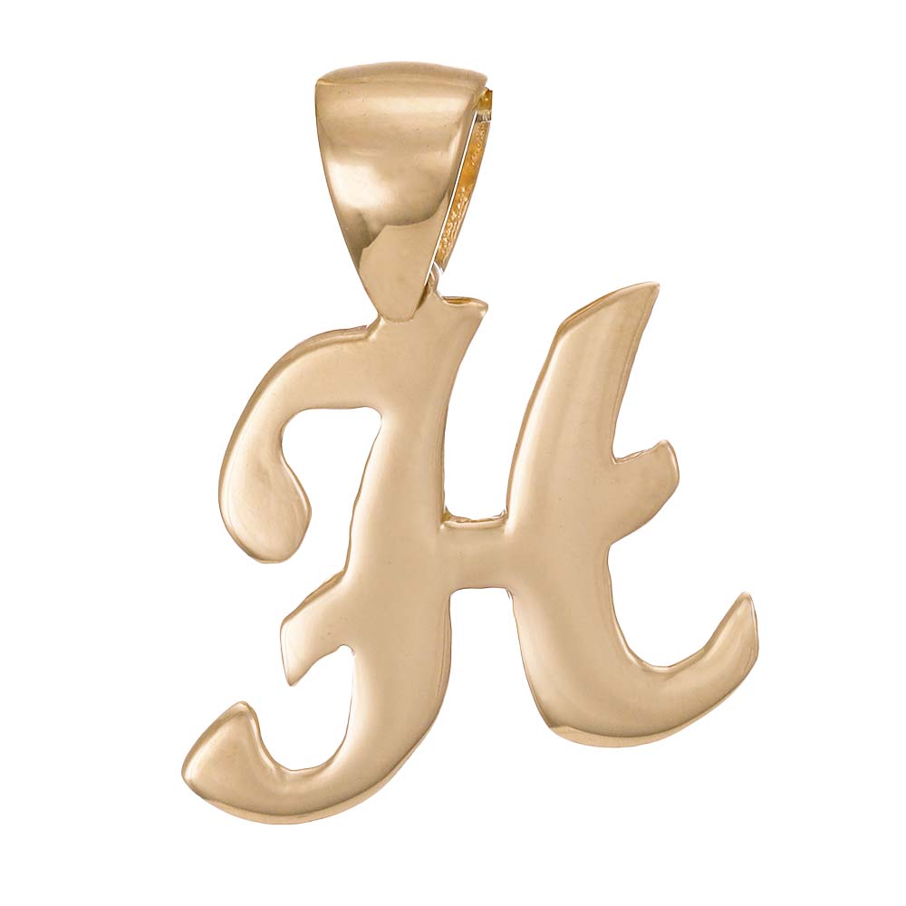 9ct Gold Initial Pendant Letter H - 18mm - FJewellery