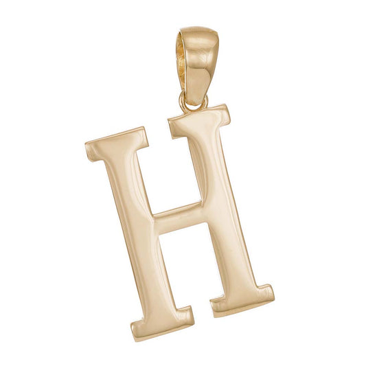 9ct Gold Initial Pendant Letter H - 32mm - FJewellery