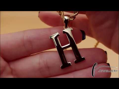 9ct Gold Initial Pendant Letter H - 32mm - FJewellery