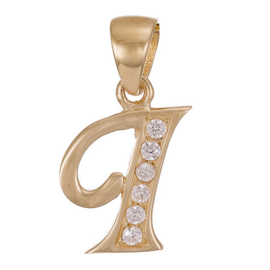 9ct Gold Initial Pendant Letter I - 21mm - FJewellery