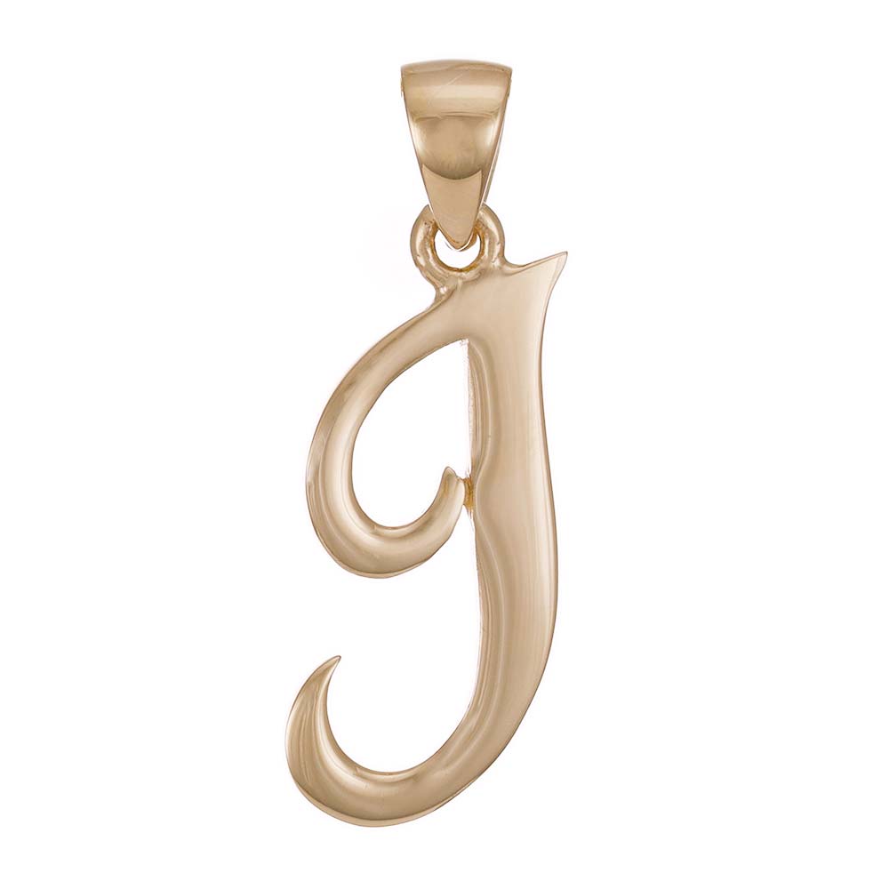 9ct Gold Initial Pendant Letter J - 28mm - FJewellery