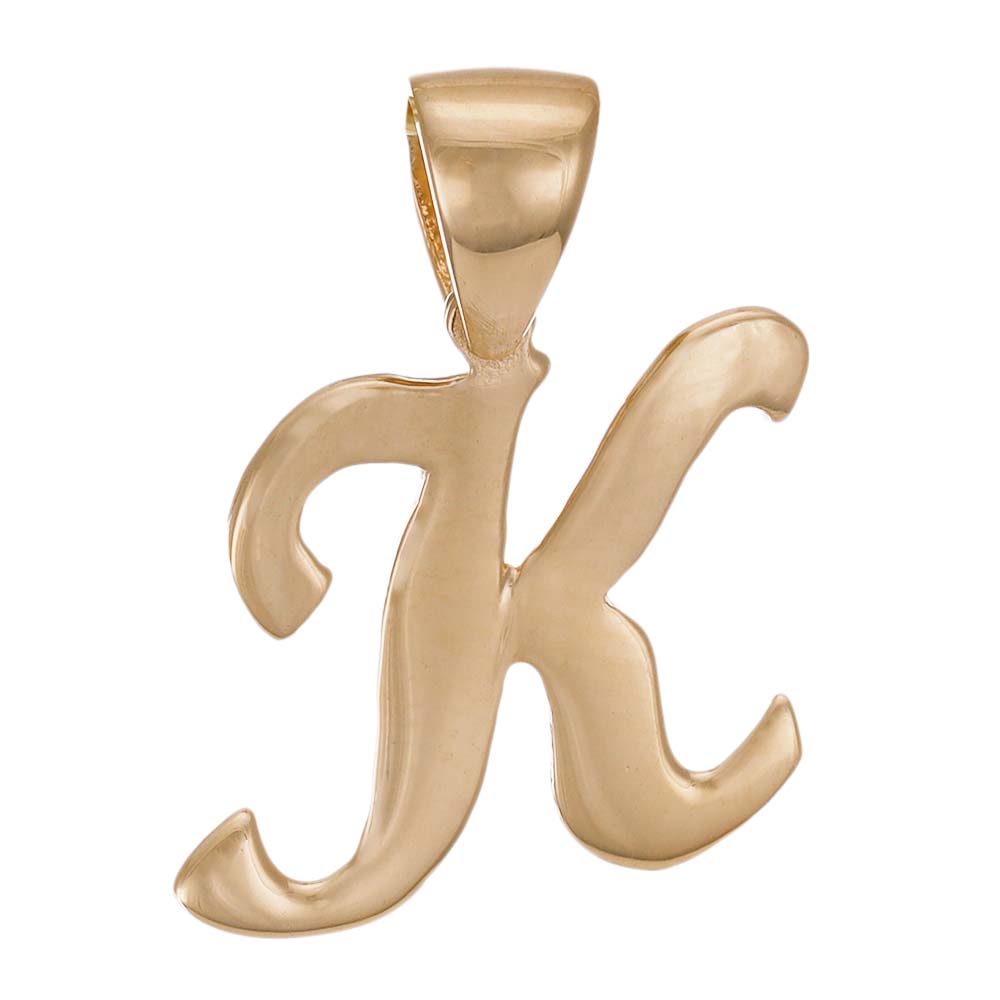 9ct Gold Initial Pendant Letter K - 17mm - FJewellery