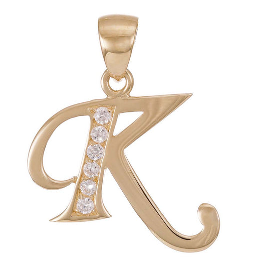 9ct Gold Initial Pendant Letter K - 24mm - FJewellery