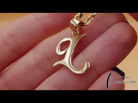 9ct Gold Initial Pendant Letter L - 24mm - FJewellery