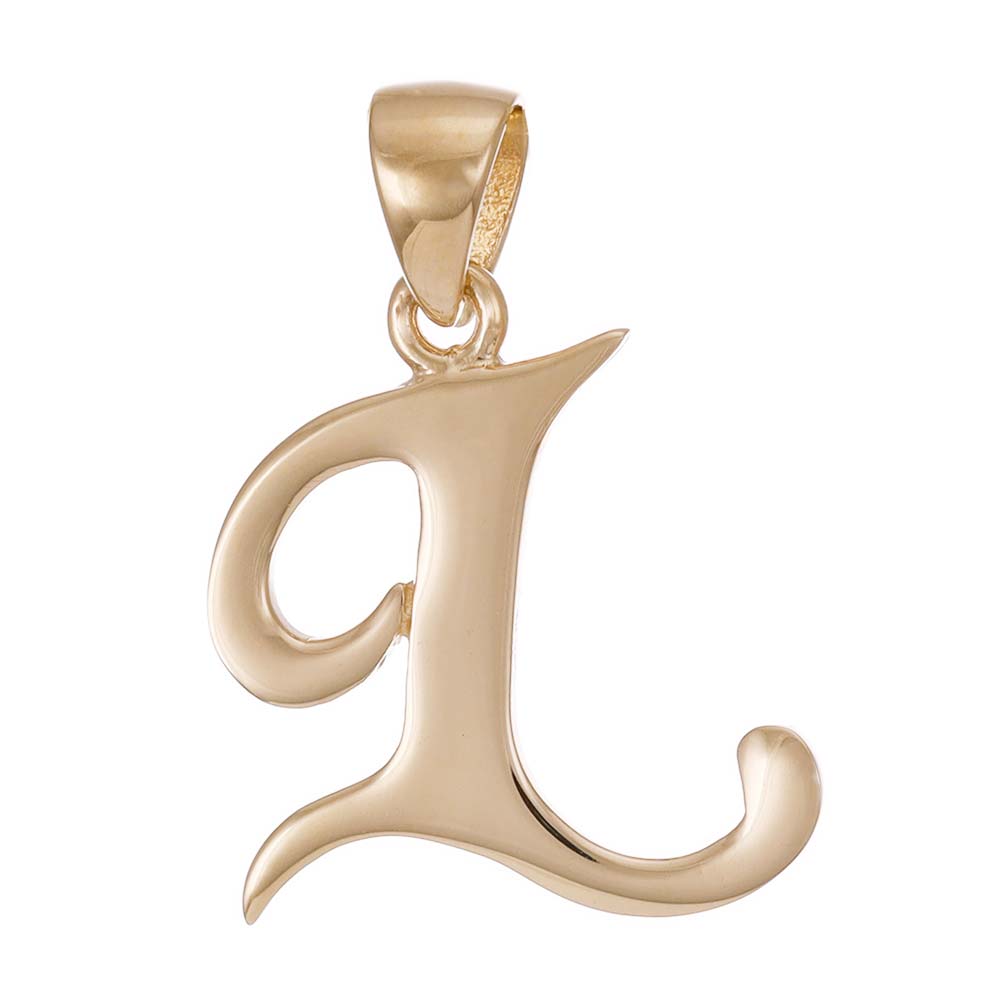 9ct Gold Initial Pendant Letter L - 24mm - FJewellery