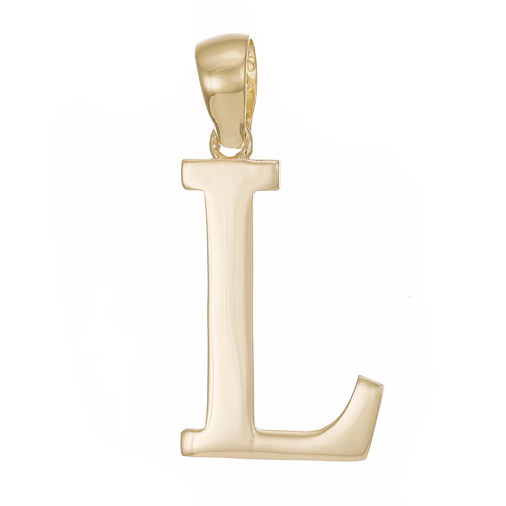 9ct Gold Initial Pendant Letter L - 33mm - FJewellery