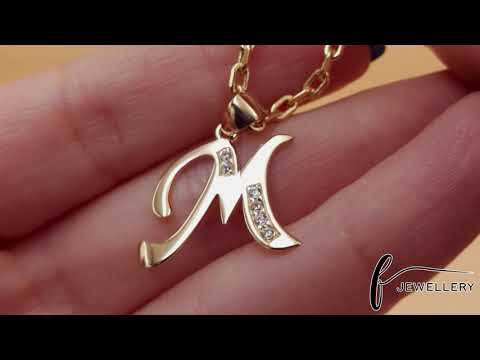 9ct Gold Initial Pendant Letter M - 23mm - FJewellery