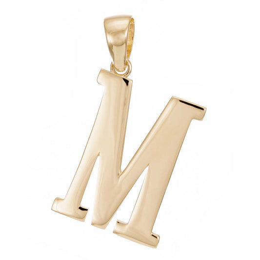 9ct Gold Initial Pendant Letter M - 32mm - FJewellery