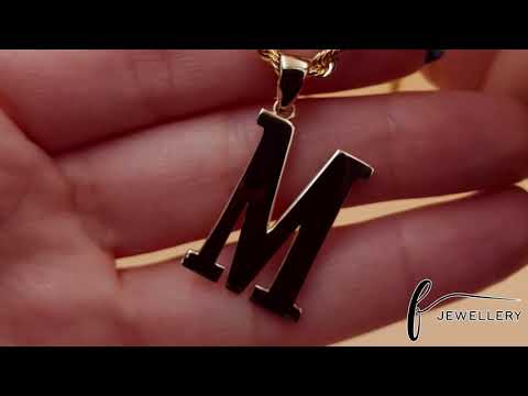 9ct Gold Initial Pendant Letter M - 32mm - FJewellery