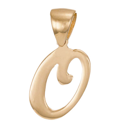 9ct Gold Initial Pendant Letter O - 18mm - FJewellery