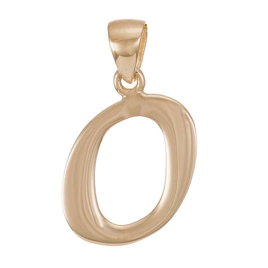 9ct Gold Initial Pendant Letter O - 25mm - FJewellery