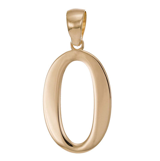 9ct Gold Initial Pendant Letter O - 32mm - FJewellery