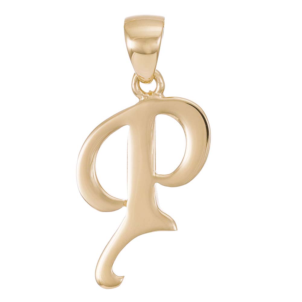 9ct Gold Initial Pendant Letter P - 17mm - FJewellery