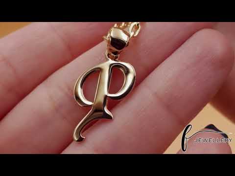 9ct Gold Initial Pendant Letter P - 17mm - FJewellery