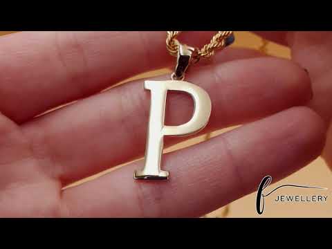 9ct Gold Initial Pendant Letter P - 32mm - FJewellery