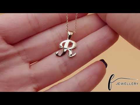 9ct Gold Initial Pendant Letter R - 18mm - FJewellery