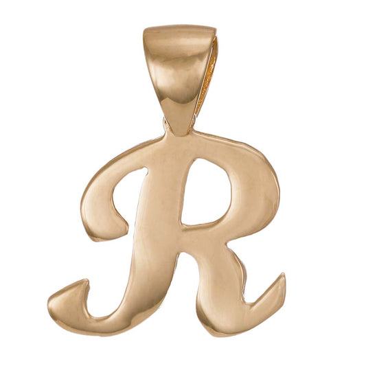 9ct Gold Initial Pendant Letter R - 18mm - FJewellery