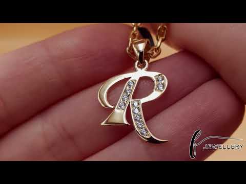 9ct Gold Initial Pendant Letter R - 24mm - FJewellery