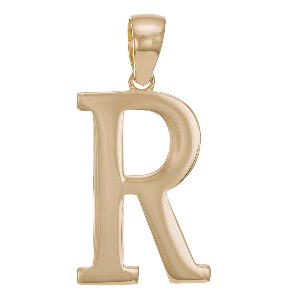 9ct Gold Initial Pendant Letter R - 32mm - FJewellery