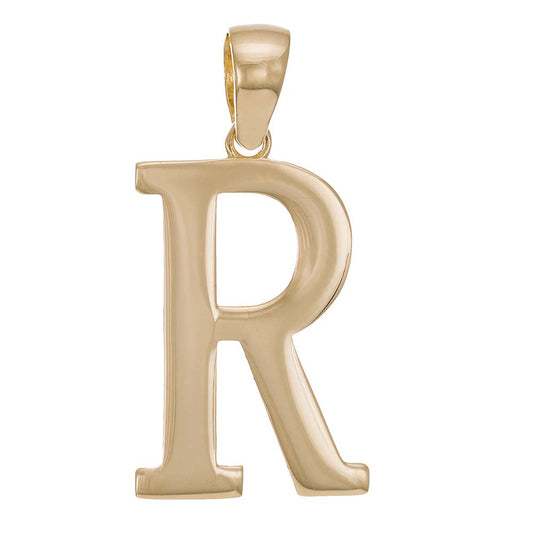 9ct Gold Initial Pendant Letter R - 32mm - FJewellery