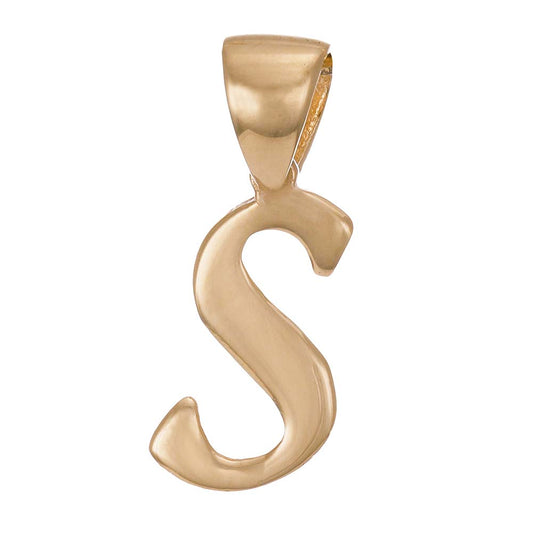 9ct Gold Initial Pendant Letter S - 17mm - FJewellery