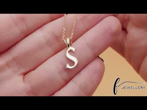 9ct Gold Initial Pendant Letter S - 17mm - FJewellery