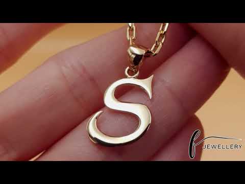 9ct Gold Initial Pendant Letter S - 25mm - FJewellery