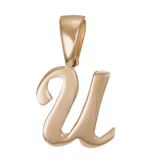 9ct Gold Initial Pendant Letter U - 17mm - FJewellery