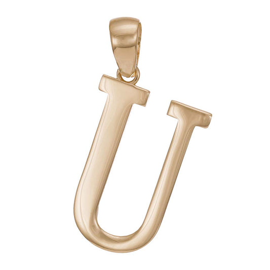 9ct Gold Initial Pendant Letter U - 33mm - FJewellery