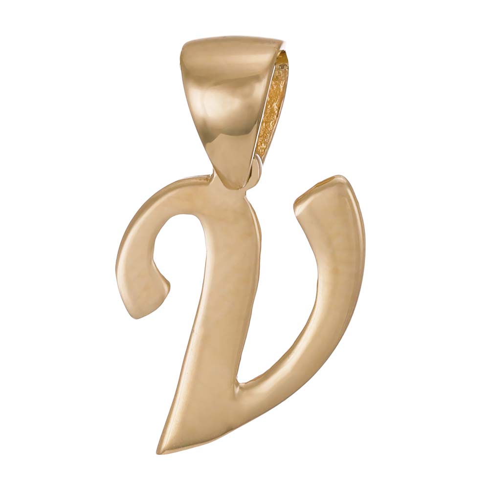 9ct Gold Initial Pendant Letter V - 19mm - FJewellery