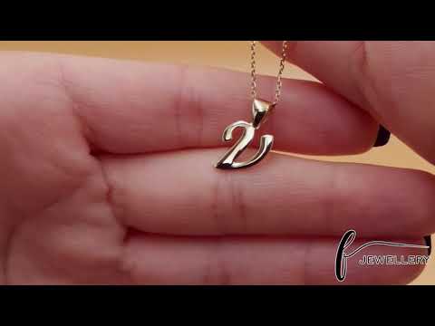 9ct Gold Initial Pendant Letter V - 19mm - FJewellery