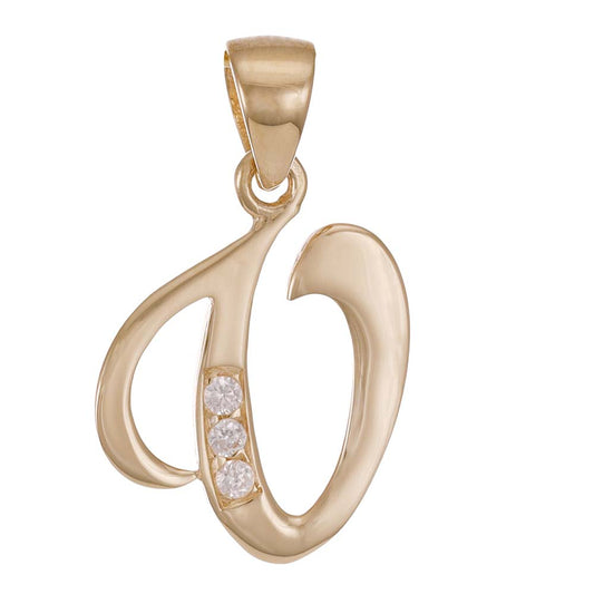 9ct Gold Initial Pendant Letter V - 24mm - FJewellery