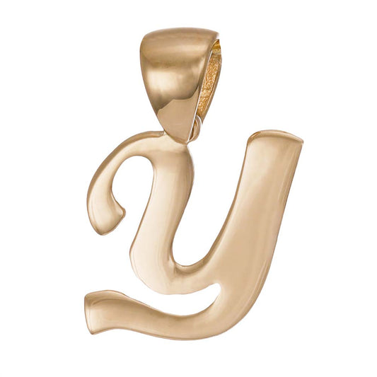 9ct Gold Initial Pendant Letter Y - 17mm - FJewellery