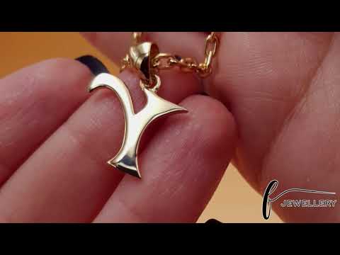 9ct Gold Initial Pendant Letter Y - 22mm - FJewellery