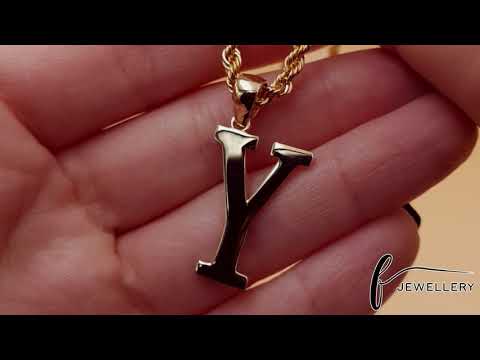 9ct Gold Initial Pendant Letter Y - 37mm - FJewellery