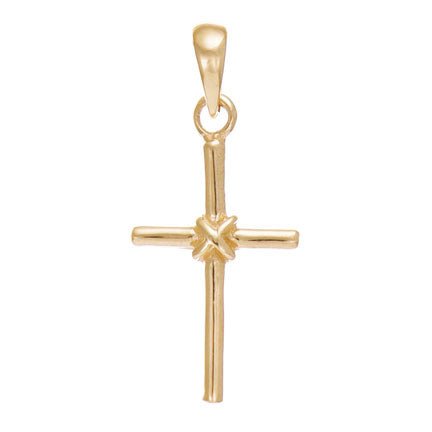 9ct Gold Knotted Cross Pendant - 26mm - FJewellery