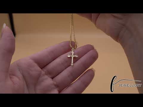 9ct Gold Ornament Cross Pendant - 27mm - FJewellery