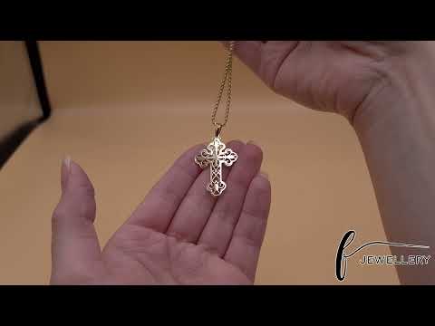 9ct Gold Orthodox Abstract Cross Pendant - 43mm - FJewellery