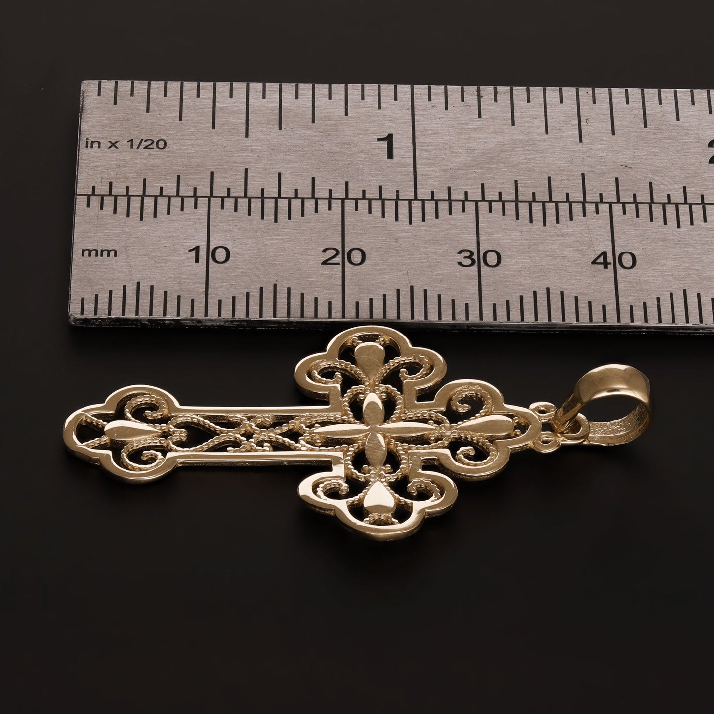 9ct Gold Orthodox Abstract Cross Pendant - 43mm - FJewellery