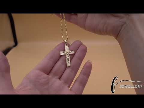 9ct Gold Orthodox Russian Patterned Crucifix Cross Pendant - 40mm - FJewellery