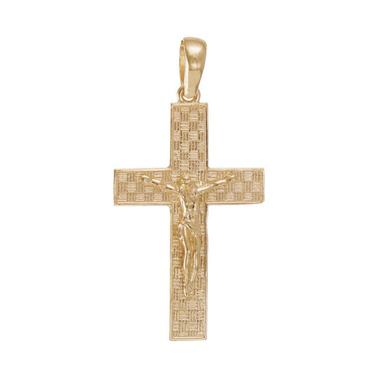 9ct Gold Orthodox Russian Patterned Crucifix Cross Pendant - 40mm - FJewellery