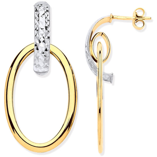 9ct Gold Oval Drop Earrings - FJewellery