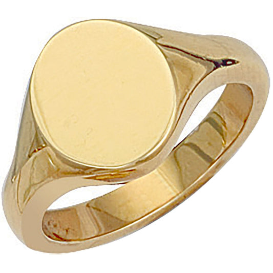 9ct Gold Oval Plain Signet Ring 13.1 x 14mm - FJewellery